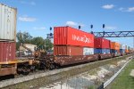 Line of double stack container cars